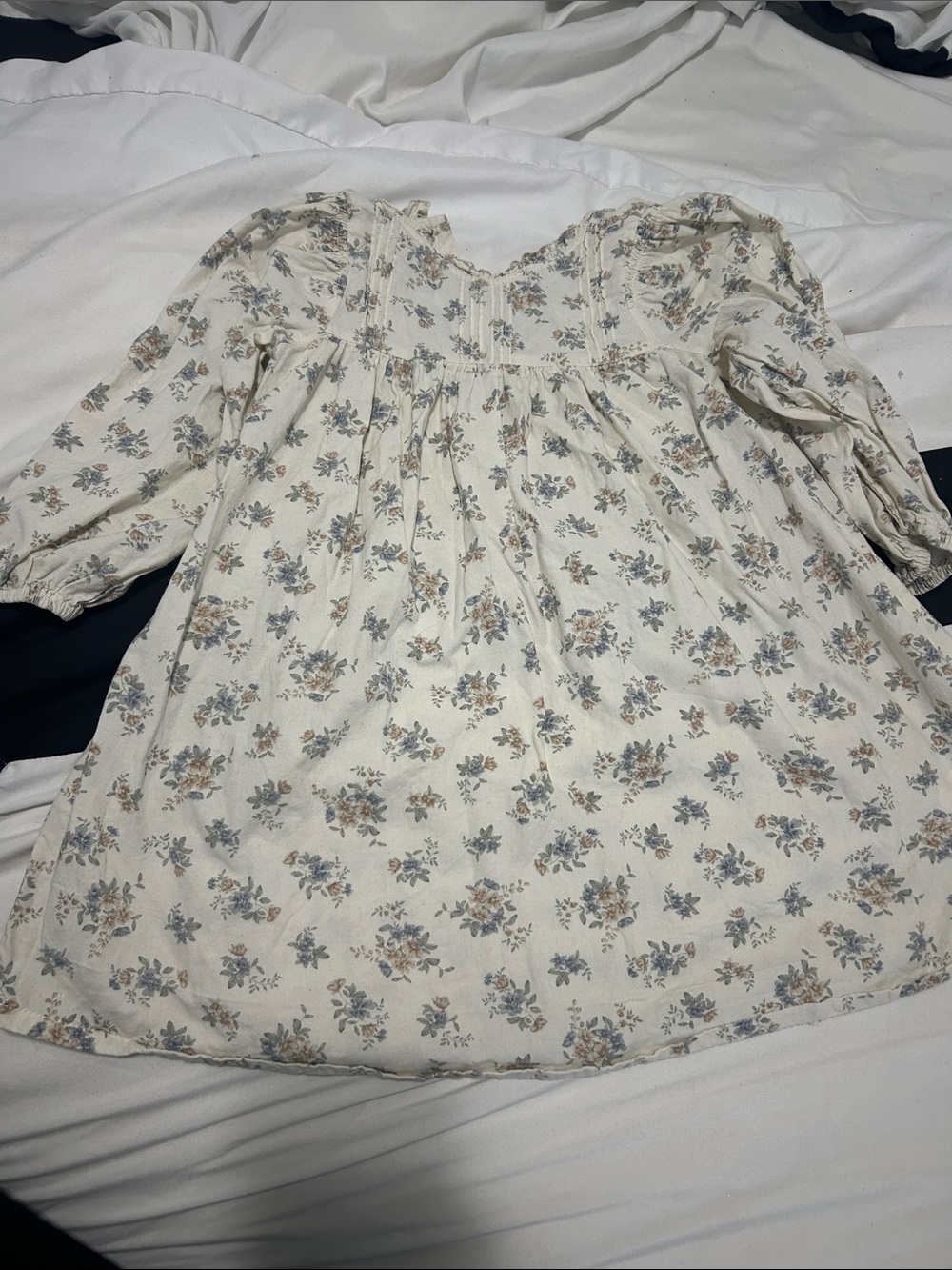 Louisiella girls Cream Floral Long-Sleeve Dress size 3y